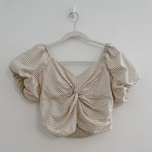 Cropped Tie Gingham Top